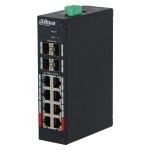 HS4412-8ET-96 Dahua - Switch industriale barra DIN 8 porta PoE+ 10-100 Mbps / 4 porte fibra SFP, managed, potenza max. 96W, 90W su porte 1 e 2, funzione Long Distance (250mt) supportata, funzione Watchdog