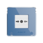 MANUAL-CALL-POINT-BLUE - Pulsante wireless a parete per l'attivazione manuale dell'allarme antincendio, disattivazione della trasmissione dell'allarme alla CRA, colore blu - AJAX