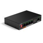 SF1005P Dahua - Switch 4 porte PoE 10-100 Mbps + 1 porta di rilancio 10/100 Mbps, unmanaged, potenza max. 60W, Hi-PoE sulla porta nr. 1, funzione Long Distance (250mt) supportata, funzione Watchdog supportata