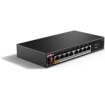 SF1008LP Dahua - Switch 8 porte PoE 10-100 Mbps + 2 porta di rilancio 10/100 Mbps, unmanaged, potenza max. 60W, Hi-PoE sulla porta nr. 1, funzione Long Distance (250mt) supportata, funzione Watchdog supportata