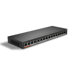 SG1016P Dahua - Switch 16 porte PoE 10/100/1000 Mbps, unmanaged, potenza max. 190W, Hi-PoE sulle porta nr. 1 e 2, funzione Long Distance (250mt) supportata, funzione Watchdog supportata