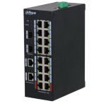 HS3220-16GT-190 Dahua - Switch 16 porte PoE 10-100-1000 Mbps / 2 porte 10-100-1000 Mbps di rilancio / 2 porte fibra SFP, unmanaged, potenza max. 190W, 90W sulle porte nr. 1 e 2, funzionalità WatchDog, supporta funzionalità Long Distance