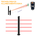 MANA IR SMA 25250 4X - Colonna centrale con range da 1 a 250 metri (gestibile anche in RS485) composta da 8 raggi (4TX+4RX) doppia ottica, H 250 cm, alimentatore 230V incluso - Politec