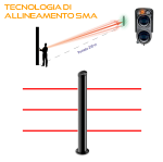 MANA IR SMA 15250 3X - Colonna centrale con range da 1 a 250 metri (gestibile anche in RS485) composta da 6 raggi (3TX+3RX) doppia ottica, H 150 cm, alimentatore 230V incluso - Politec